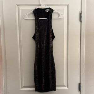 Superdown Black and Bronze Metallic Print Mini Dress S Party Dress